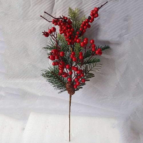 Artificial Pine Red Berry Branches Pine Cones Christmas Decor, 60 CM
