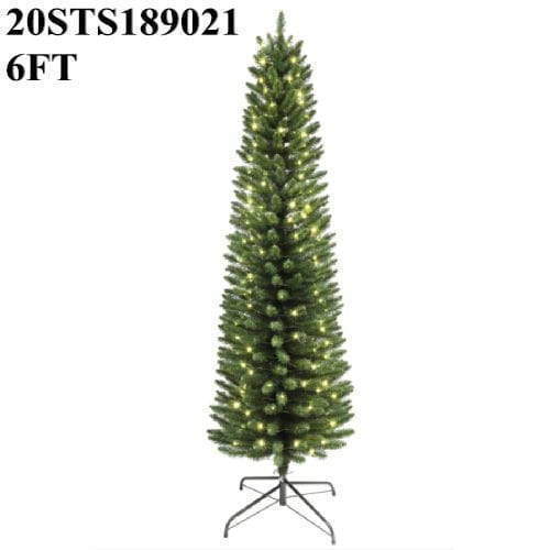 6 FT PVC Christmas Tree Fir Pencil Slim Juletræ with Lights