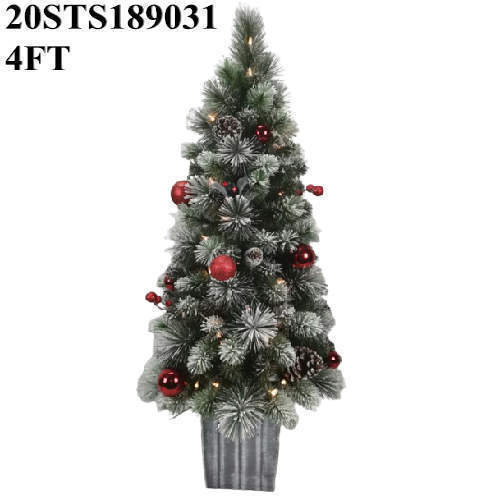 4 FT Christmas Tree Árbol de Navidad Pine Slim with White Frosted