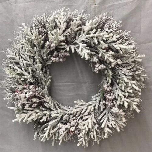 24 inch White Christmas Wreath for Front Door Indoor Outdoor Decor, 24 inch