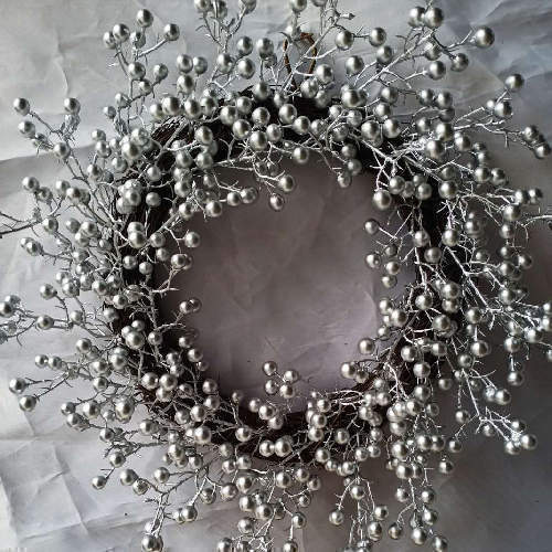Silver Berries Wreath Garland Xmas Decor Christmas Ornaments, 50 CM