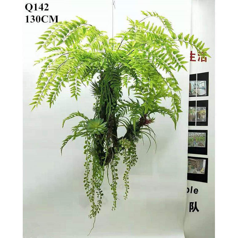 Green Faux Fern Plants Artificial Hanging Fern Indoor Decor, 130 CM