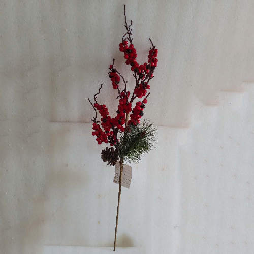 Artificial Christmas Red Berry Pine Leave Branch Holiday Wreath Ornaments, 65 CM