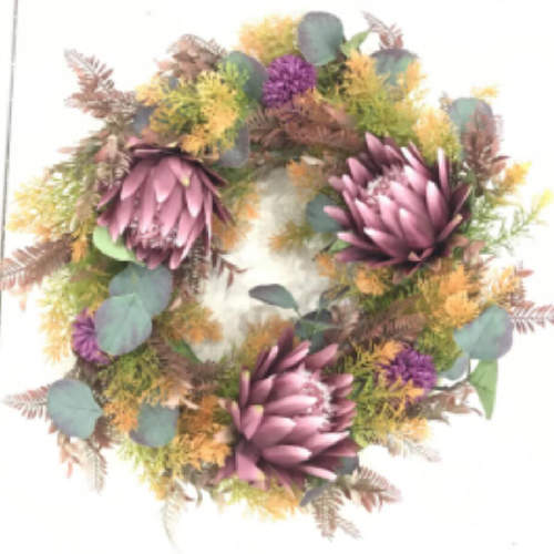 Artificial Colorful Indian Shot Wreath With Fern, 24 inch