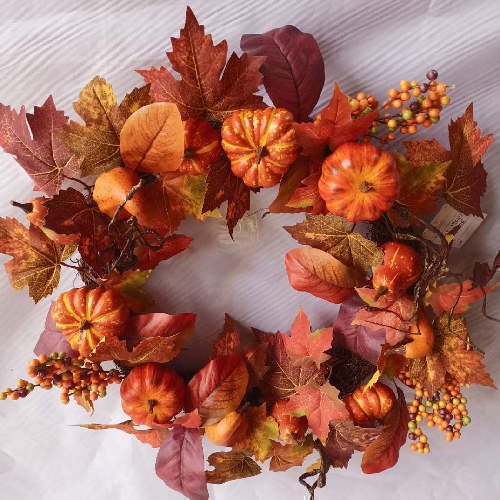 Artificial Maple Leaf Pumpkin Berries Wreath, 60 CM