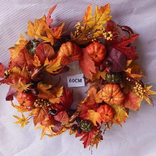 Autumn Wreath With Pumpkin Berries Maple Leaf, 60 CM