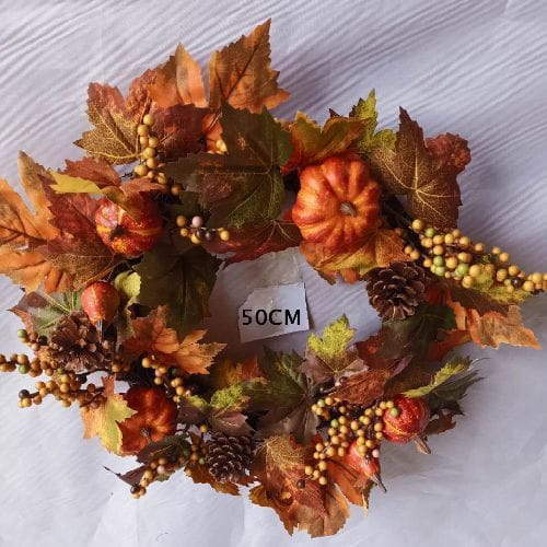 Berries Pinecone Maple Leaf Pumpkin Fall Elements Wreath, 50 CM