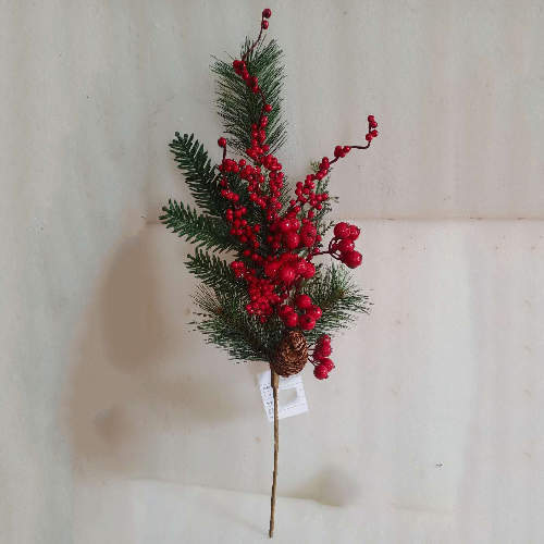 Fake Greenery Pine Picks Red Berries for DIY Garland Wreath Christmas Embellishing, 58 CM