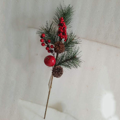 Fake Red Berries Apple Pine Cones Festive Home Decor Flexible Stems, 50 CM