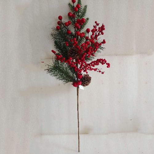 Faux Christmas Red Berry Picks Pine Berry Branches Festival Holiday Crafts, 62 CM