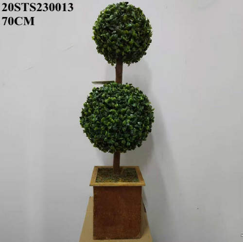 Faux Double Topiary Boxwood Tree, 70 CM