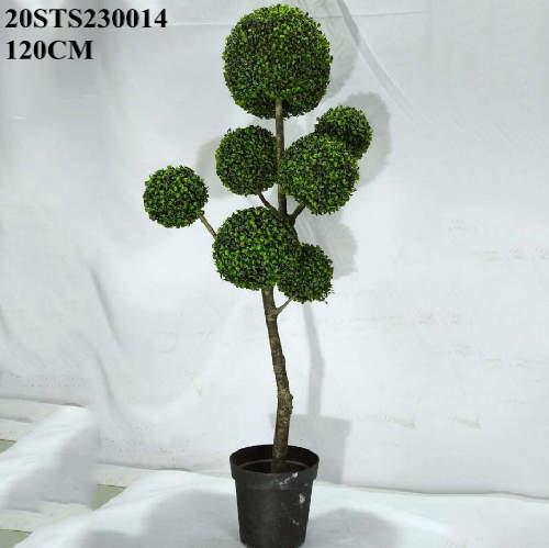 Faux Green Boxwood Tree in Pot, 120 CM