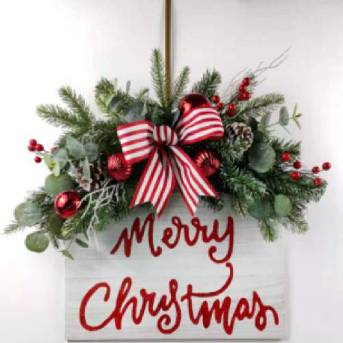 Faux Plants Hanging Decor with Ribbon