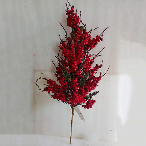 Faux Red Berries Christmas Branch Green Leaves Christmas Garland ...