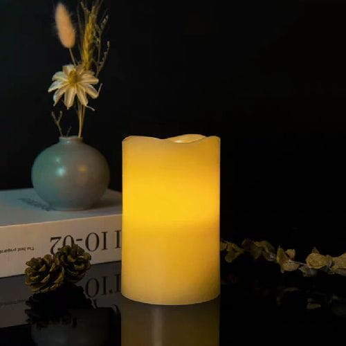 Flickering Flame Effect Battery Candle Auto-Moving Wick LED Pillar ...