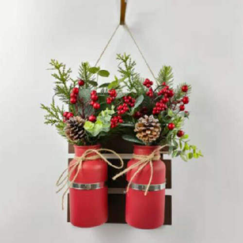 Hanging Plants with Pinecones Red Berries
