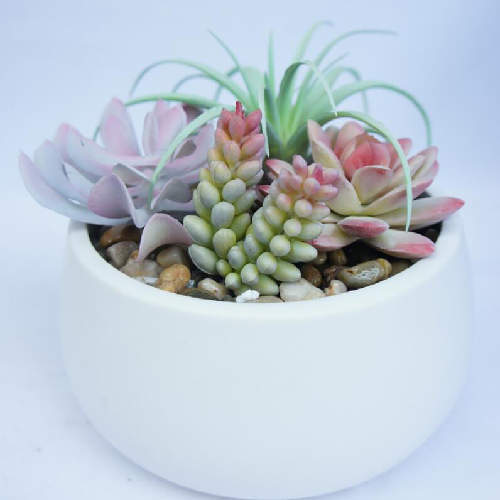 Mixed Succulent Faux Plant with Decorative Planter