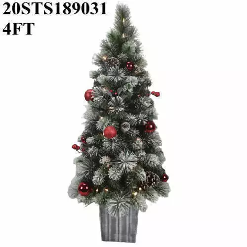 4 FT Christmas Tree Árbol de Navidad Pine Slim with White Frosted