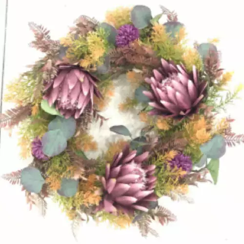Artificial Colorful Indian Shot Wreath With Fern, 24 inch
