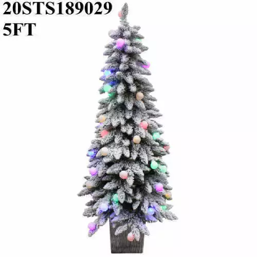 5 FT PVC Christmas Tree Albero di Natale with White Downy Shawl