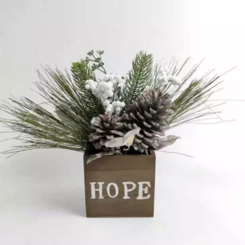 Tabletop Decoration Pinecone White Berries with Base