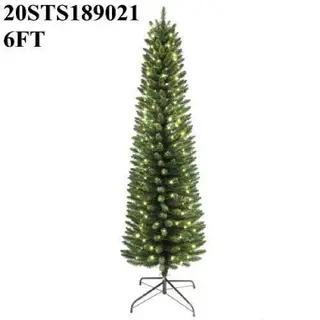 6 FT PVC Christmas Tree Fir Pencil Slim Juletræ with Lights