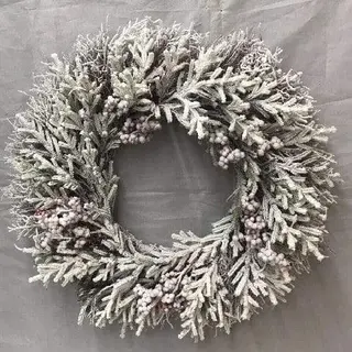 24 inch White Christmas Wreath for Front Door Indoor Outdoor Decor, 24 inch