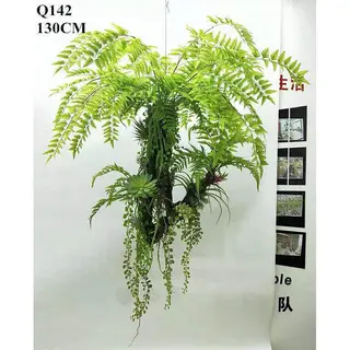 Green Faux Fern Plants Artificial Hanging Fern Indoor Decor, 130 CM