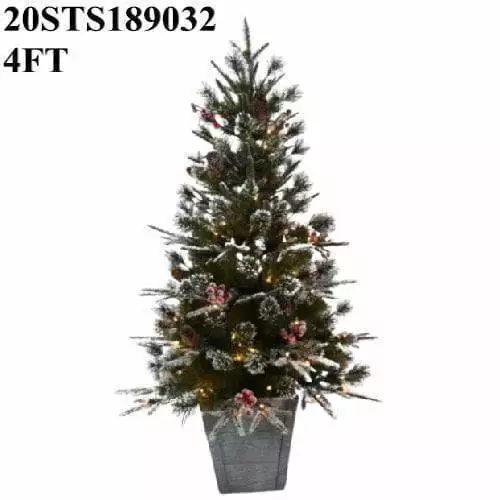 4 FT PE Christmas Tree Weihnachtsbaum Pine Slim with White Frosted