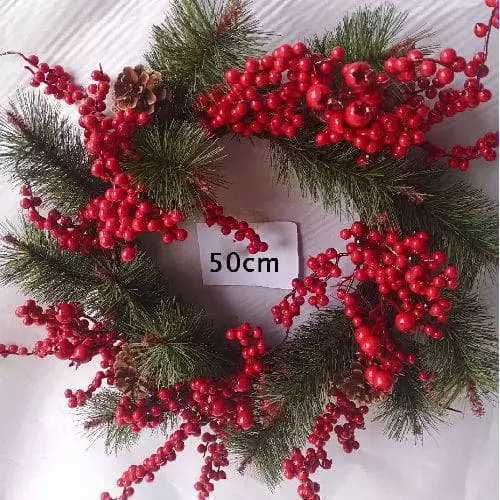 Pinecone Green Pine Red Berries Christmas Wreath, 50 CM
