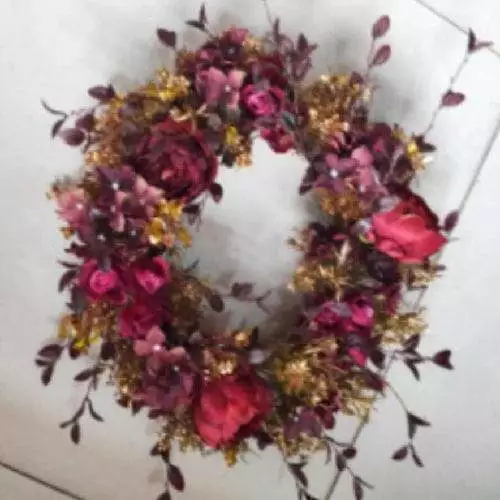 Moutan Peony Rose Maple Antumn Style Artificial Wreath, 22 inch