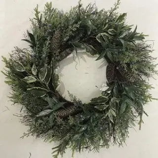 20 inch Xmas Wreath with Pinecone and Conifers for Christmas Holiday Indoor Home Decor, 20 inch 20 inch Xmas Wreath with Pinecone and Conifers for Christmas Holiday Indoor Home Decor, 20 inch