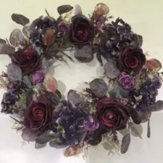 French Hydrangea Eucalyptus Rose Flower Artificial Wreath Autumn Style, 22 inch