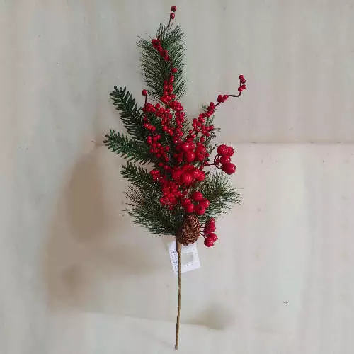 Fake Greenery Pine Picks Red Berries for DIY Garland Wreath Christmas Embellishing, 58 CM