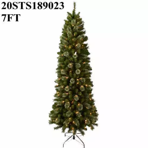 7 FT Christmas Tree Pine Slim with Lights Xmas Tree Juletræ