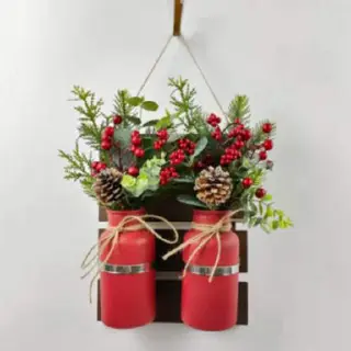 Hanging Plants with Pinecones Red Berries