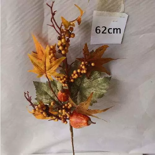 Faux Branch Pumpkin Berries Maple Leaves Xmas Ornaments, 62 CM