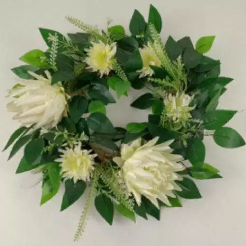Man Made Indian Shot Wreath With Flowers And Leaves, 20 inch
