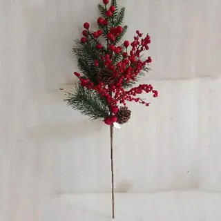 Faux Christmas Red Berry Picks Pine Berry Branches Festival Holiday Crafts, 62 CM
