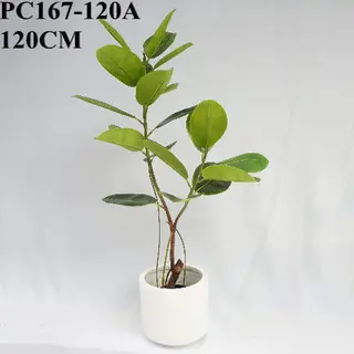 Artificial Green Rubber Tree 1 Bole 2 Twigs, 120 CM