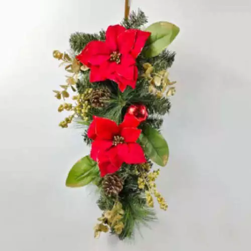 Faux Leaves with Ribbon Christmas Decor