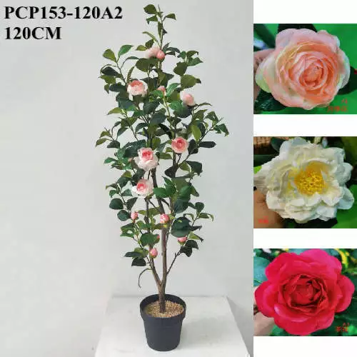 Plastic Camellia Genus Flowering Plants, 120 CM Artificial Plants