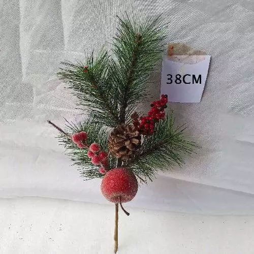 Christmas Berries Pine Picks Artificial Red Berry Pine Branches with Apple, 38 CM