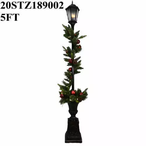 5 FT Christmas Decor Árbol de Navidad Pre - lit Decorated Lamp Post