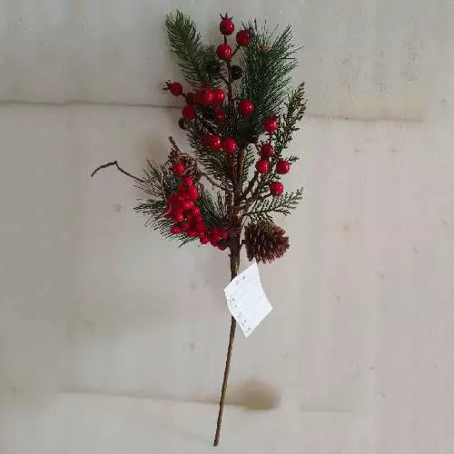 Christmas Red Berries Faux Decor with Pine Leaves Xmas Garland Holiday, 48 CM