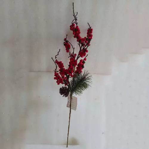 Artificial Christmas Red Berry Pine Leave Branch Holiday Wreath Ornaments, 65 CM