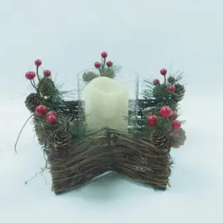 Tabletop Decorations With LED Candle Faux Plants