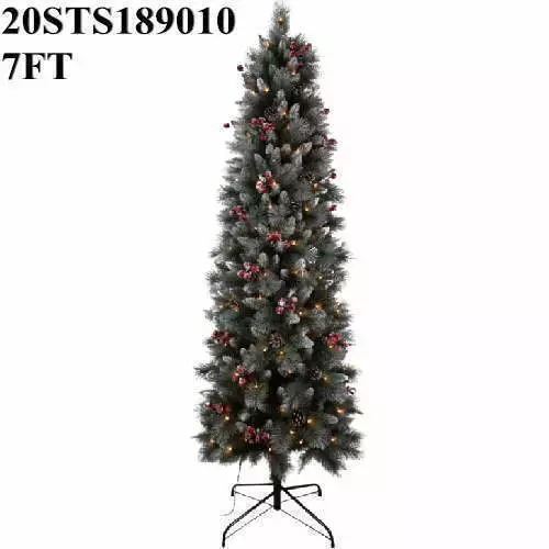 7 FT Christmas Tree Pine Slim with Silver Frosted
