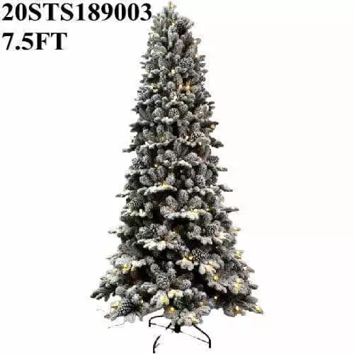 7.5 FT PE Pine Cone Xmas Tree with White Downy Shawl