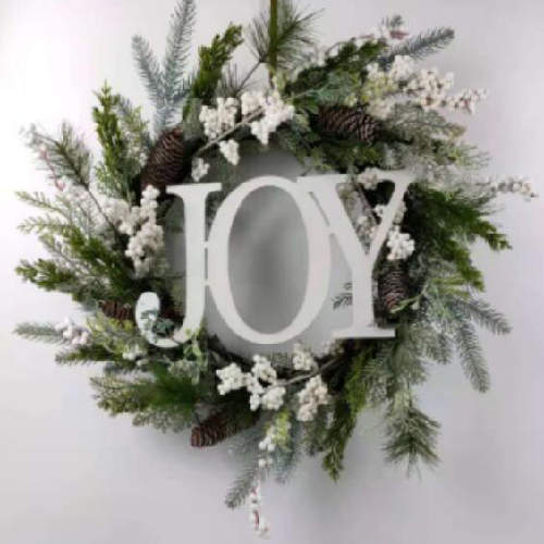 White Berries Pinecones Wall Hanging Wreath Christmas Decor